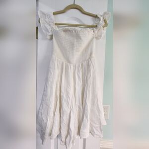American Eagle Outfitters White Ruffle Mini Dress